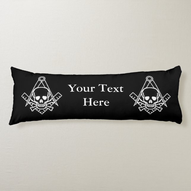 Square and Compass with Inset Skull Body Pillow (Front)