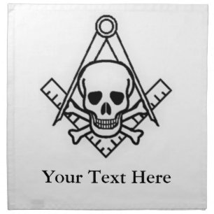 Square and Compass with Inset Skull Napkin