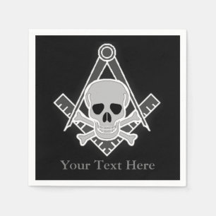 Square and Compass with Inset Skull Paper Napkins