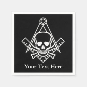Square and Compass with Inset Skull Paper Napkins