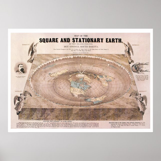 "Square and Stationary" Flat Earth Map Poster (Front)