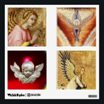 SQUARE ANGELS CHRISTMAS COLLECTION WALL DECAL<br><div class="desc">1-4-Elegant , artistic and classic design rielaborated from a medieval painting . Italian Painter Simone Martini was a major figure In the development of early Italian Painting and greatly influenced the development of the International Gothic Style. 2-Medieval Byzantine mosaic 14th, seraph from the spandrels of the atrium, Church S.Marco, Basilica,...</div>