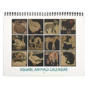 Square Animals Calendar - Barnyard Drawings