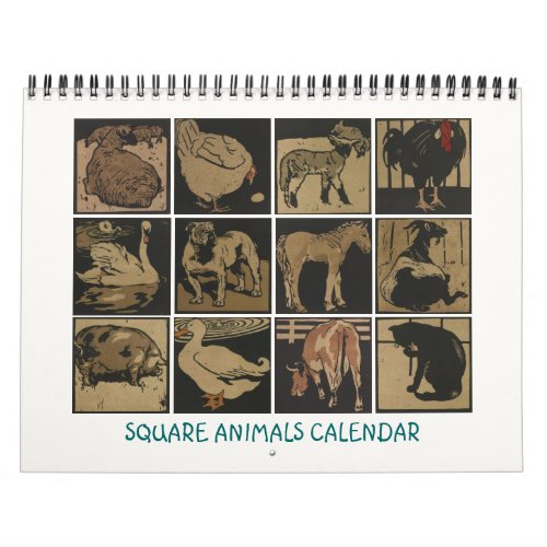 Square Animals Calendar _ Barnyard Drawings
