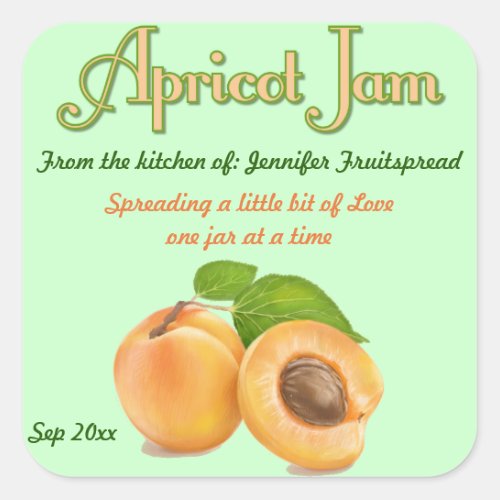 Square Apricot Jam Food Canning Label