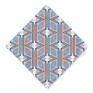 Square Aqua and White Geometric Bandana