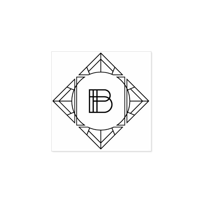 Square Art Deco Letter B Monogram Rubber Stamp Zazzle Com