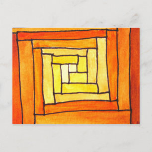 square Art Deco yellow retro pattern Postcard