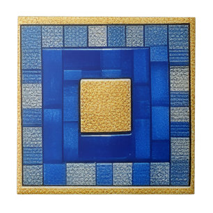 Square Artistic Tile mosaic Blue + Gold