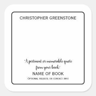Square Author Signature Black Bookplate