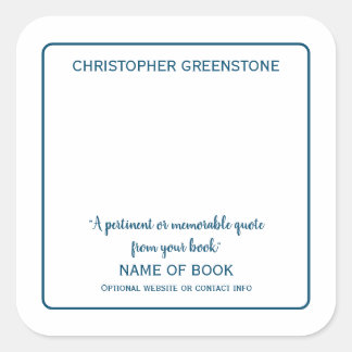 Square Author Signature Blue Bookplate