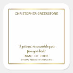 Square Author Signature Gold Bookplate