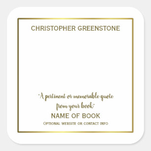 Square Author Signature Gold Bookplate