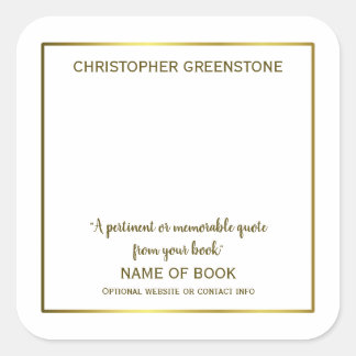 Square Author Signature Gold Bookplate