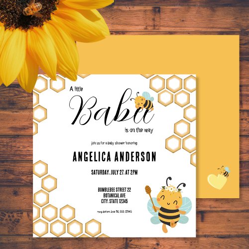 Square Babee on the way Baby Shower Invitation