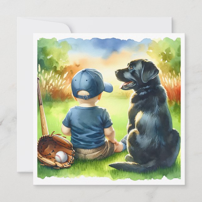 Square Baby and Black Lab Dog Baby Shower Invitation (Front)