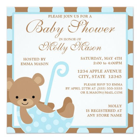 Square Baby Bear Baby Shower Invitation | Zazzle.com