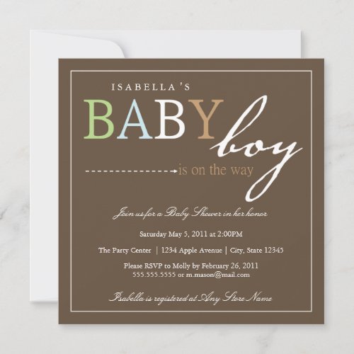 Square BABY BOY Baby Shower Invitation