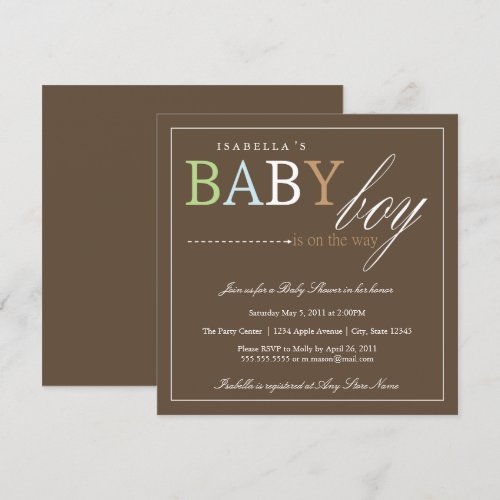 Square Baby Boy | Baby Shower Invite
