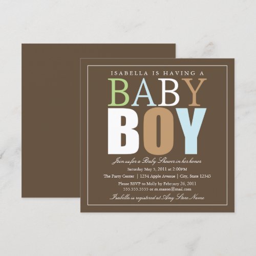 Square Baby Boy | Baby Shower Invite