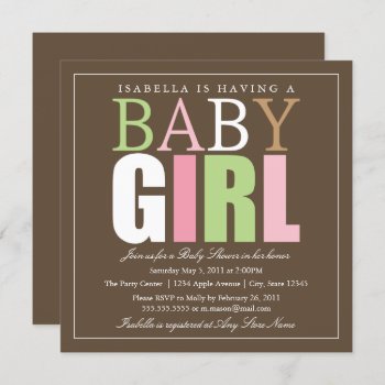 Square Baby Girl | Baby Shower Invite by PinkMoonPaperie at Zazzle