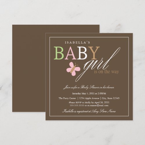 Square Baby Girl | Baby Shower Invite