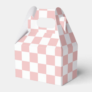 Square Baby Pink Checkerboard Favor Boxes