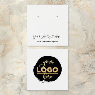 Square Back Logo White Earring Display Card