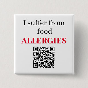 Square Badge - I Suffer From Food Allergies QRCode Button