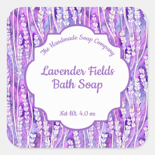 Square Bath  Body Product Label _ Lavender Fields