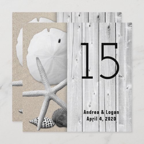 Square Beach Wedding Boardwalk Table Number Cards