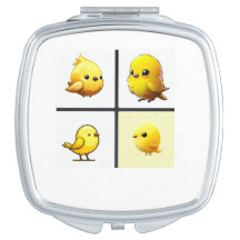 Square beautiful compact with colorful cute birds