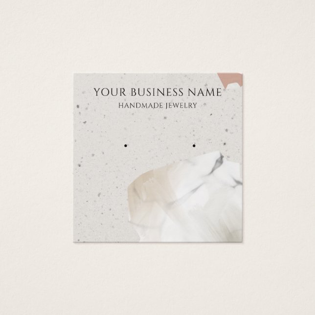 Square Beige Terrazzo Earring Display Cards (Front)