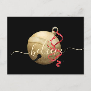 square believe jingle bell holiday postcard