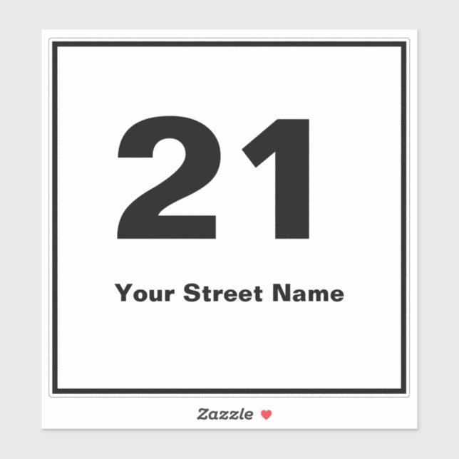 Square Bin Number with Street Sticker (Sheet)