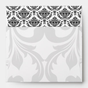 Square Black and White Damask Flap Envelopes