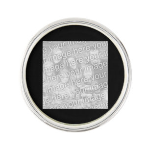 Square Black Border Photo Lapel Pin