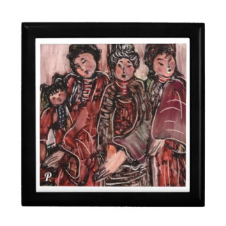 Square, Black Framed Jewelry Box, Inlaid Tile Gift Box