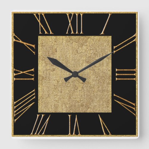 Square Black Numeral Square Wall Clock