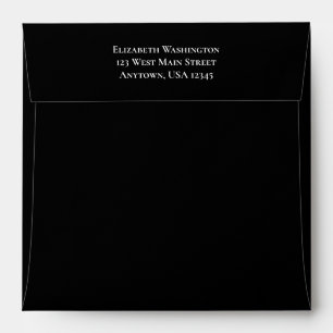 Square Black Plain Simple Return Address Envelope