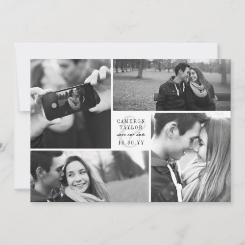Square Block 4 Photo Collage Modern Save The Date