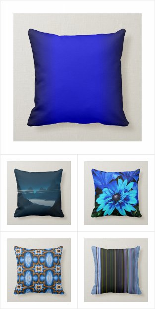 Square Blue Pillows / Throw Pillows