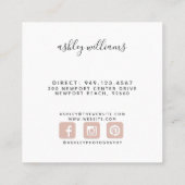 Square Blush Pink Photo Collage Photographer Square Business Card (Back)