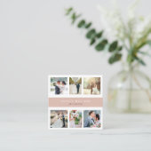 Square Blush Pink Photo Collage Photographer Square Business Card (Standing Front)