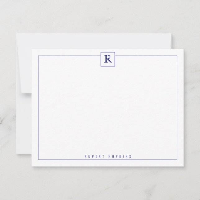 Square Border Blue Note Card (Front)