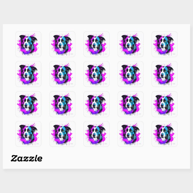 square border collie sticker (Sheet)