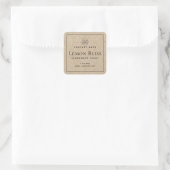 Square border Kraft paper look product label | Zazzle