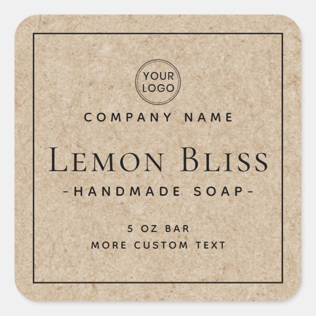 Square border Kraft paper look product label (Front)