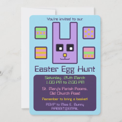 Square Bunny Easter Egg Hunt Invitation