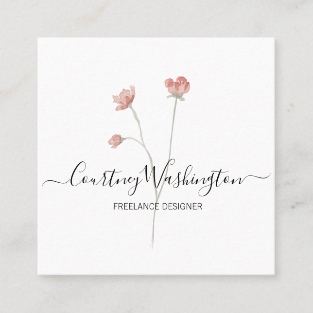 Square Business Card Minimal watercolor (Front)